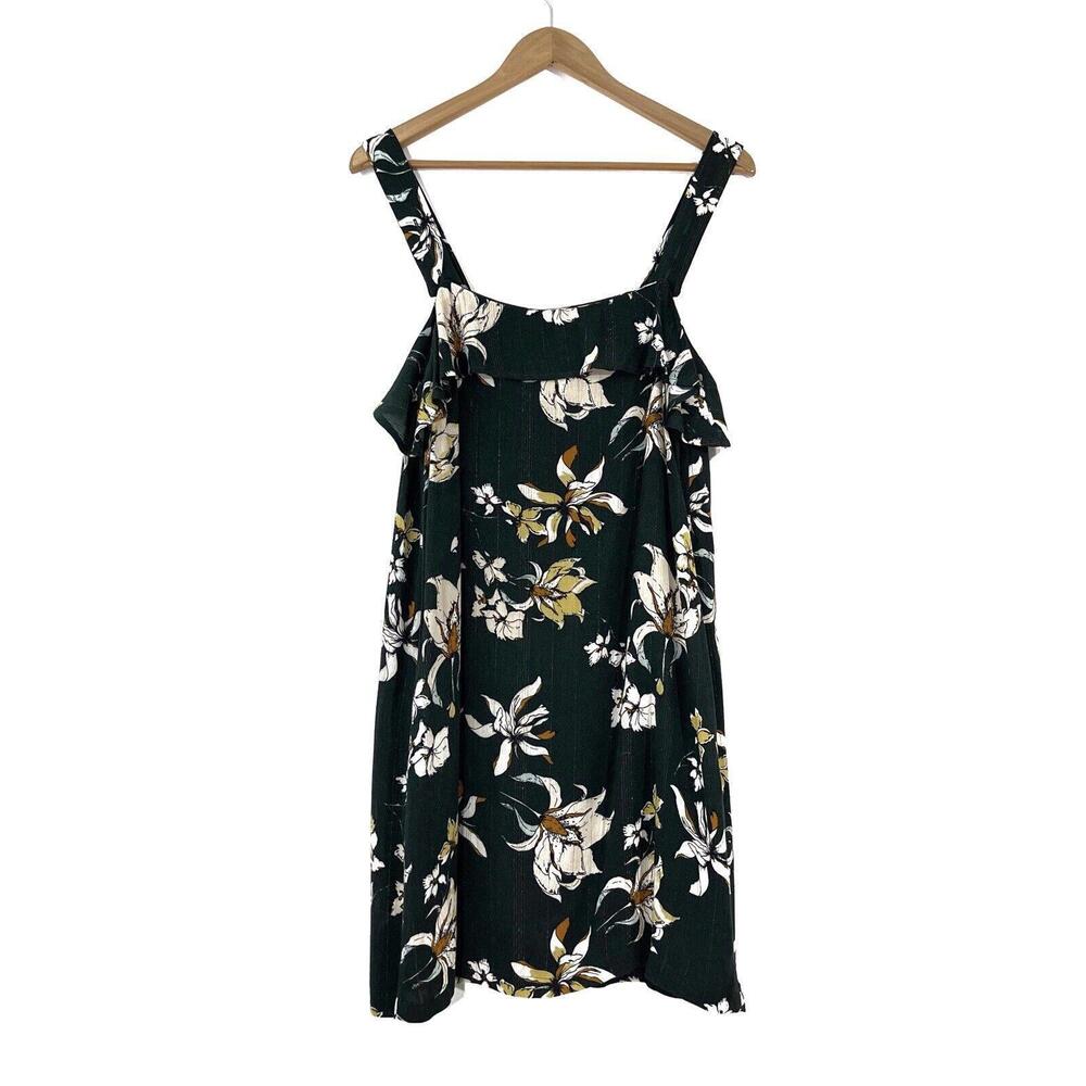 Knot Sisters Women’s Size Small Emerald Green Lily Floral Print Button Up Dress - Picture 9 of 12